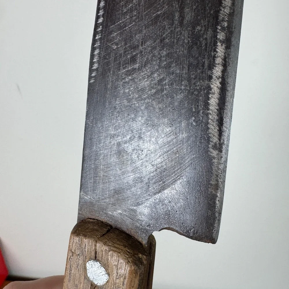 Vintage Hand Forged Butcher Knife Rustic 10.5‎ Inch Blade Wood Handle